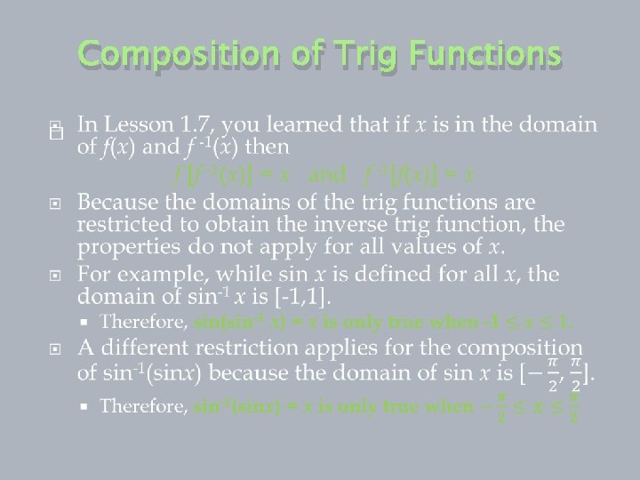 Composition of Trig Functions � 