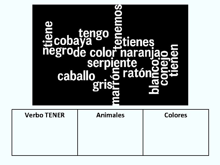 Verbo TENER Animales Colores 