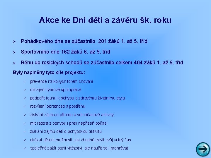 Akce ke Dni dětí a závěru šk. roku Ø Pohádkového dne se zúčastnilo 201