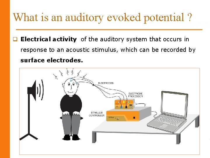 What is an auditory evoked potential ? q Electrical activity of the auditory system