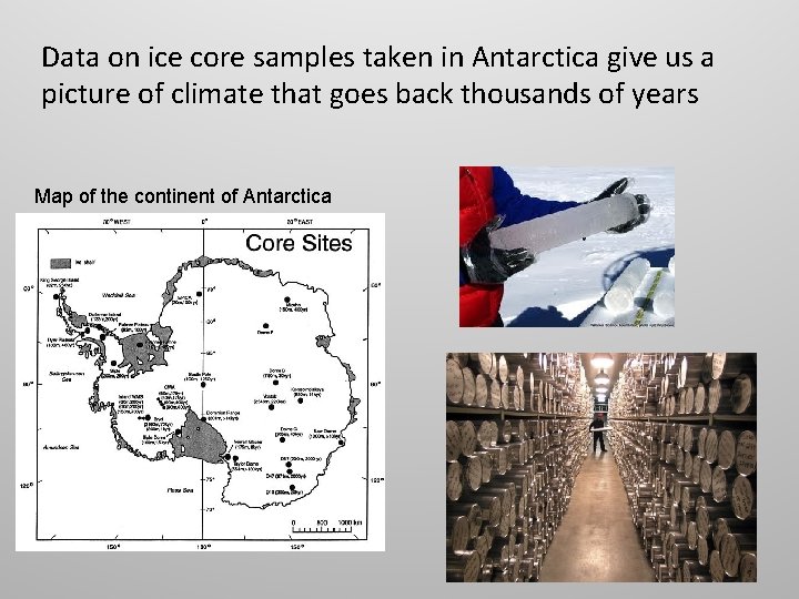 Data on ice core samples taken in Antarctica give us a picture of climate