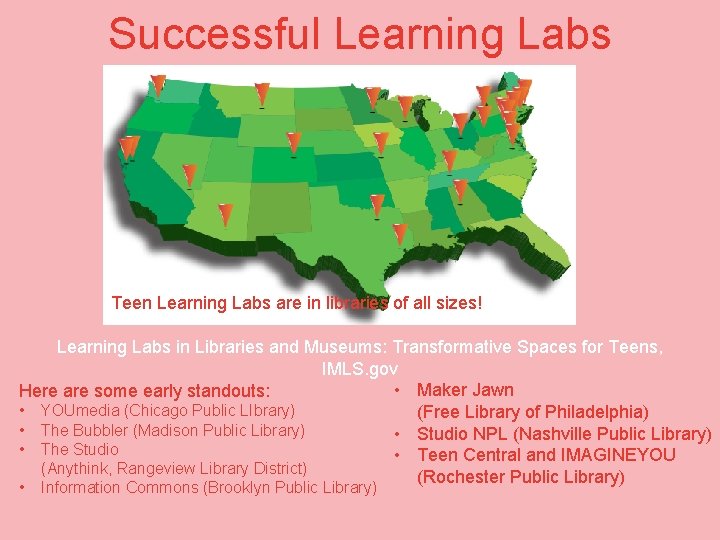 Successful Learning Labs Teen Learning Labs are in libraries of all sizes! Learning Labs
