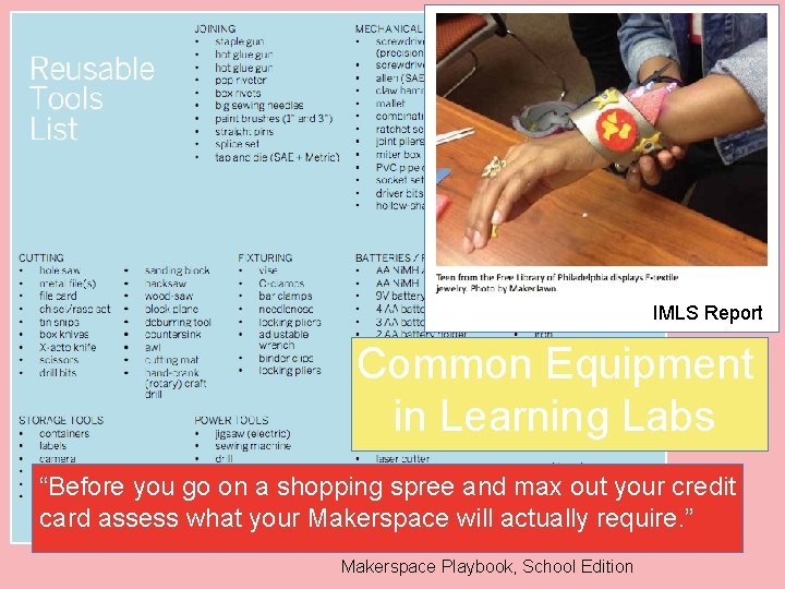 IMLS Report Common Equipment in Learning Labs “Before you go on a shopping spree