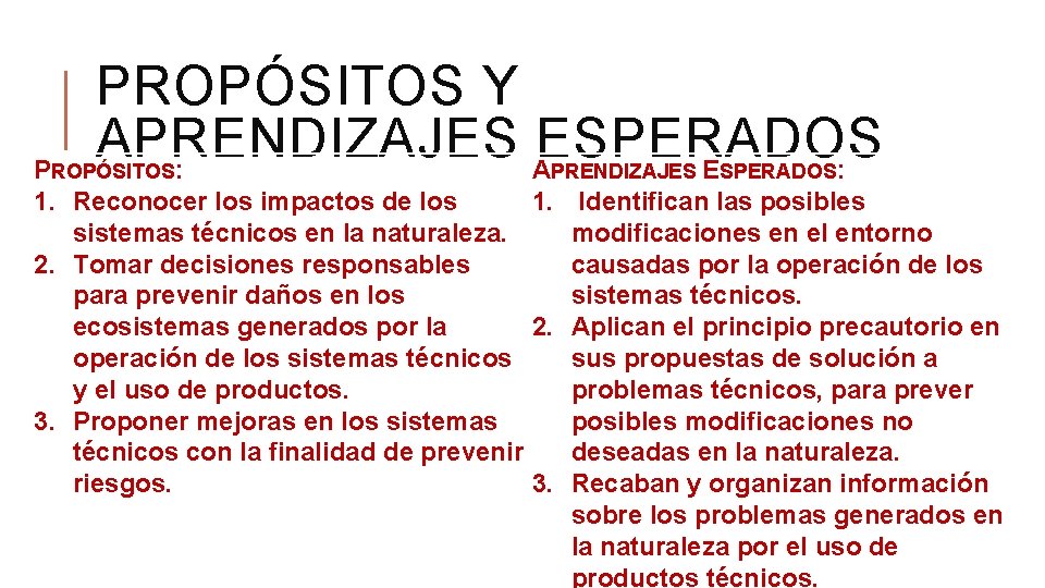 PROPÓSITOS Y APRENDIZAJES ESPERADOS : A E : PROPÓSITOS PRENDIZAJES SPERADOS 1. Reconocer los