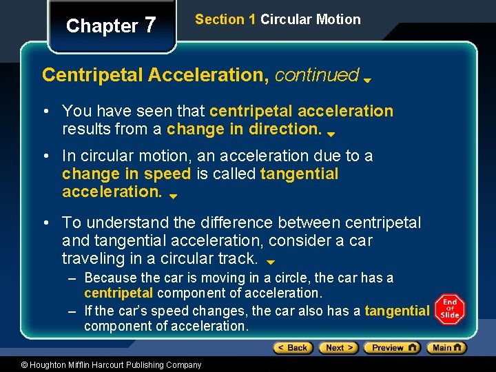 Chapter 7 Section 1 Circular Motion Preview Objectives