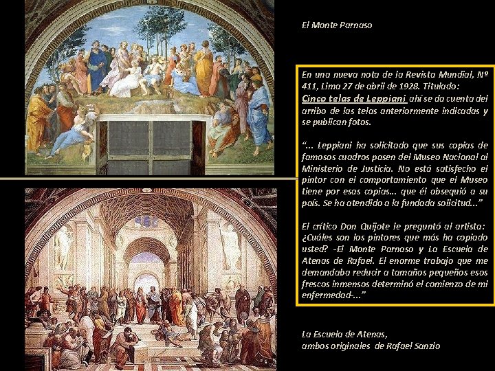 El Monte Parnaso En una nueva nota de la Revista Mundial, Nº 411, Lima
