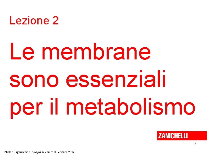 Lezione 2 Le membrane sono essenziali per il metabolismo 9 Phelan, Pignocchino Biologia ©