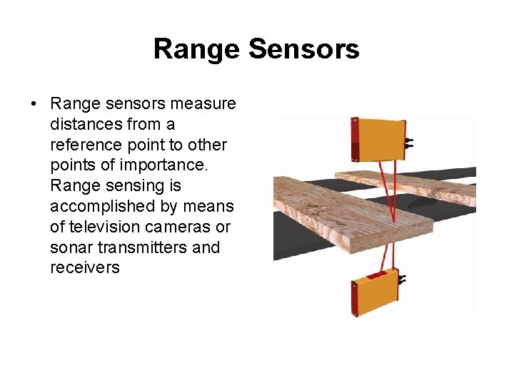 Range Sensors • Range sensors measure distances from a reference point to other points