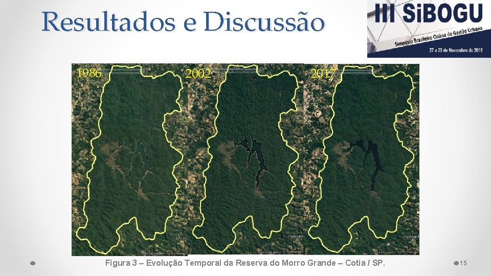 Resultados e Discussão 1986 2002 2017 Figura 3 – Evolução Temporal da Reserva do