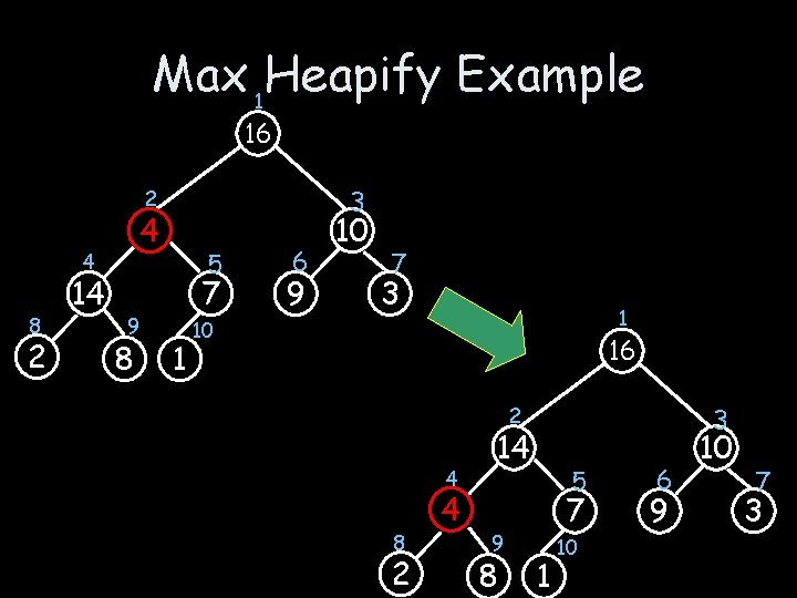 Max 1 Heapify Example 16 3 2 4 4 8 2 14 9 8