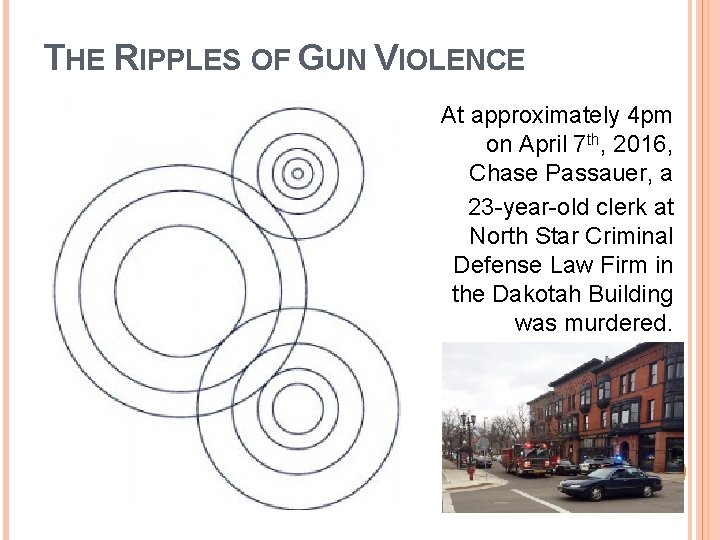 THE RIPPLES OF GUN VIOLENCE At approximately 4 pm on April 7 th, 2016,