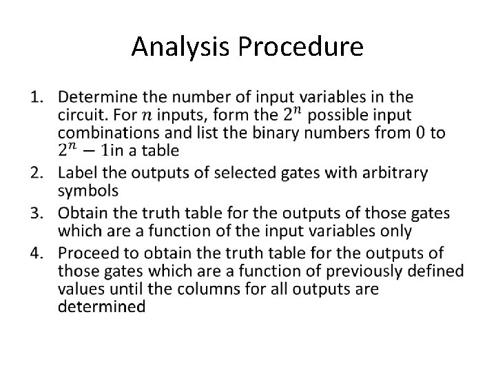 Analysis Procedure • 