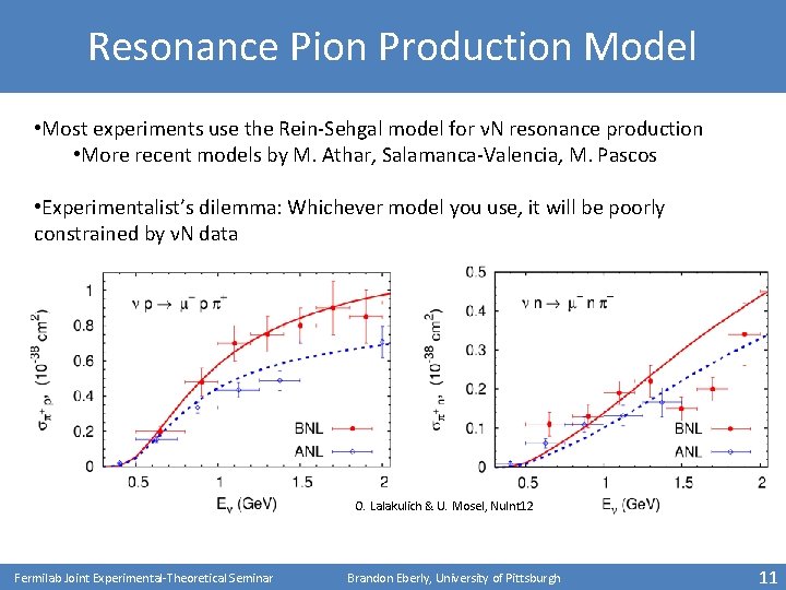 Resonance Pion Production Model • Most experiments use the Rein-Sehgal model for νN resonance