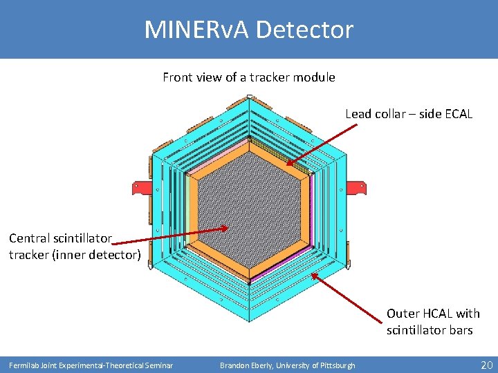 MINERv. A Detector Front view of a tracker module Lead collar – side ECAL