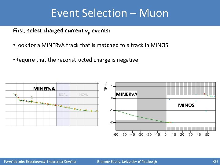 Event Selection – Muon First, select charged current νμ events: • Look for a