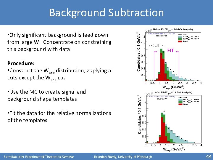 Background Subtraction • Only significant background is feed down from large W. Concentrate on