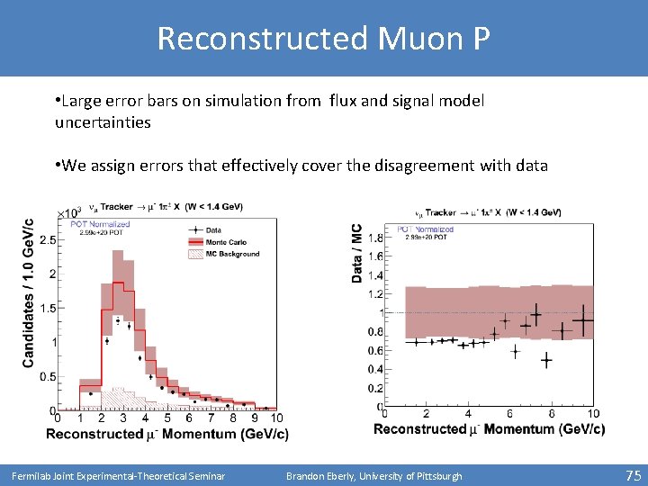 Reconstructed Muon P • Large error bars on simulation from flux and signal model