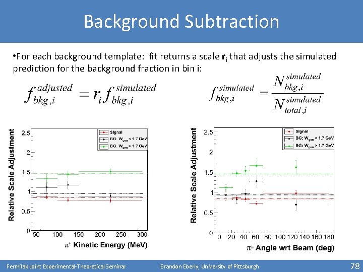 Background Subtraction • For each background template: fit returns a scale ri that adjusts