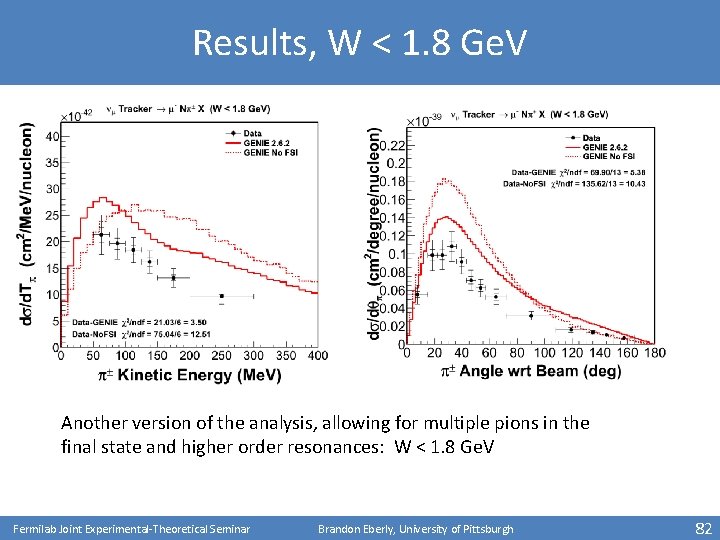 Results, W < 1. 8 Ge. V Another version of the analysis, allowing for