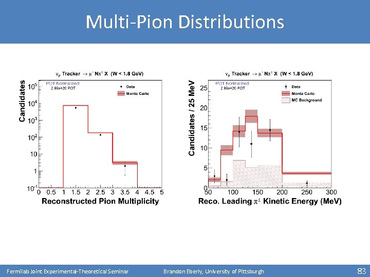 Multi-Pion Distributions Fermilab Joint Experimental-Theoretical Seminar Brandon Eberly, University of Pittsburgh 83 