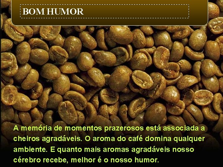 BOM HUMOR A memória de momentos prazerosos está associada a cheiros agradáveis. O aroma