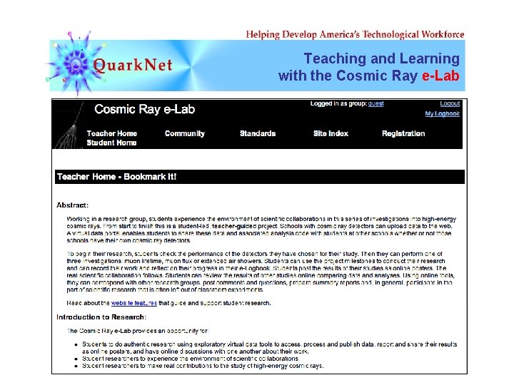 Teaching and Learning with the Cosmic Ray e-Lab 