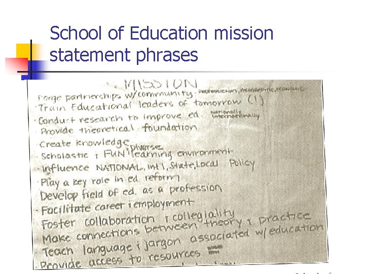 School of Education mission statement phrases 