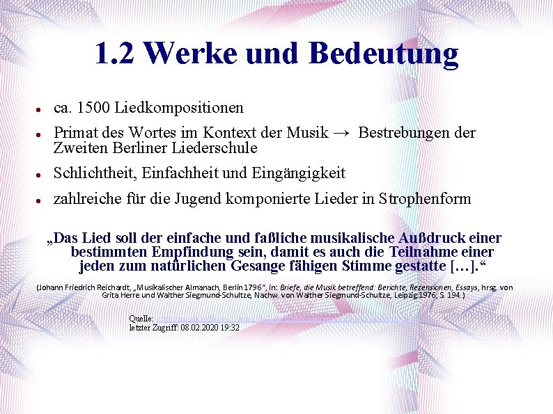 1. 2 Werke und Bedeutung ca. 1500 Liedkompositionen Primat des Wortes im Kontext der