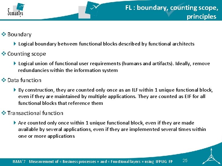 FL : boundary, counting scope, principles v Boundary 4 Logical boundary between functional blocks