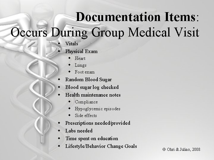 Documentation Items: Occurs During Group Medical Visit w Vitals w Physical Exam w Heart