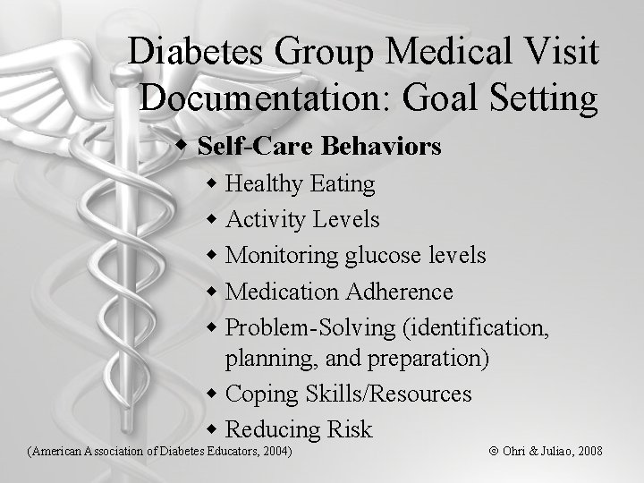 Diabetes Group Medical Visit Documentation: Goal Setting w Self-Care Behaviors w Healthy Eating w