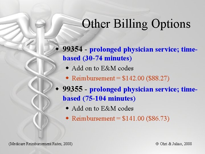Other Billing Options w 99354 - prolonged physician service; timebased (30 -74 minutes) w