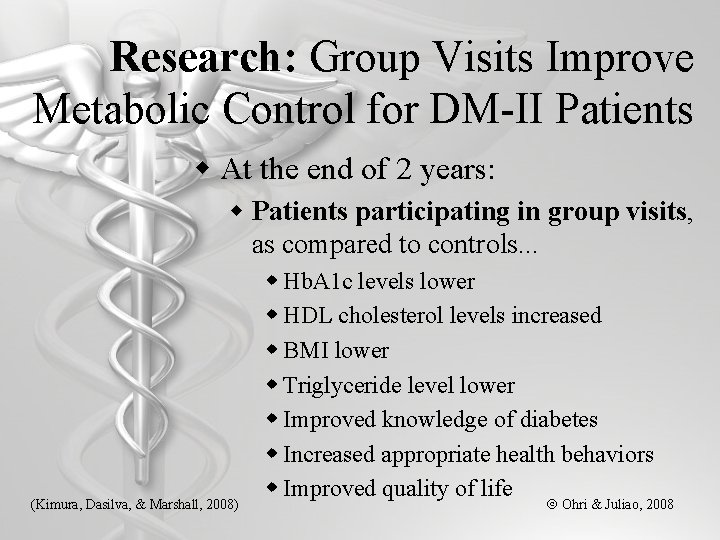 Research: Group Visits Improve Metabolic Control for DM-II Patients w At the end of