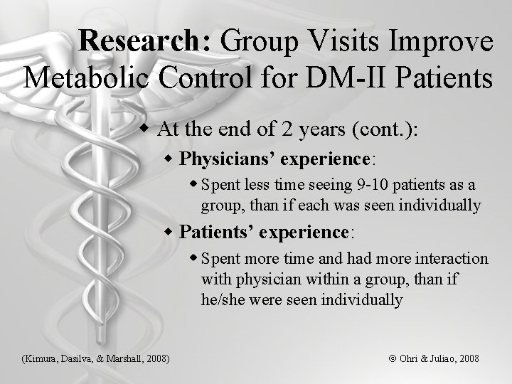 Research: Group Visits Improve Metabolic Control for DM-II Patients w At the end of