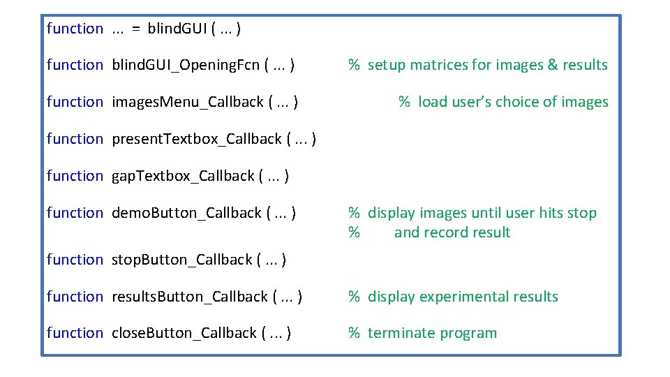 function. . . = blind. GUI (. . . ) function blind. GUI_Opening. Fcn