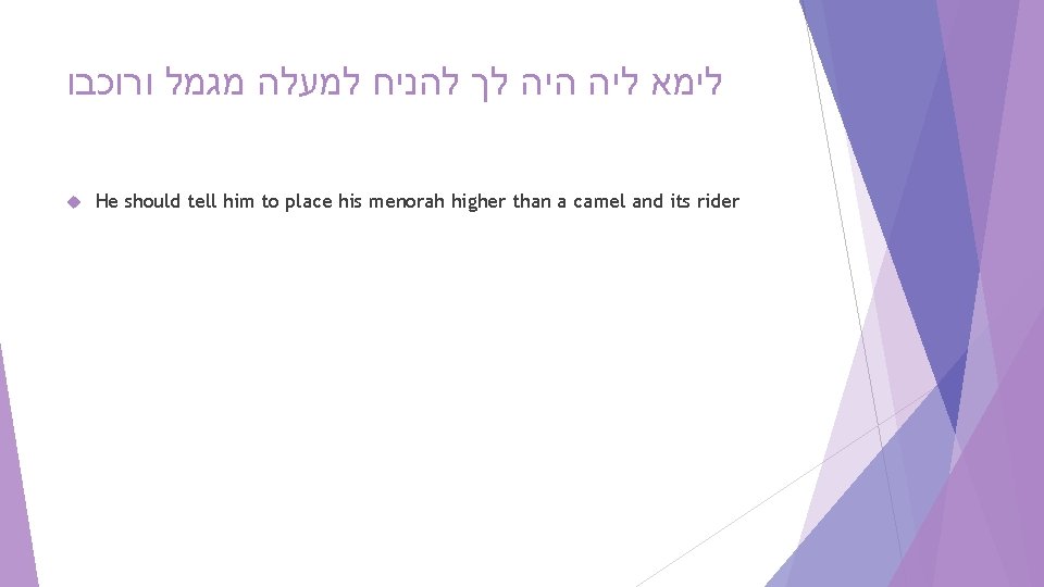  ורוכבו מגמל למעלה להניח לך היה לימא He should tell him to place