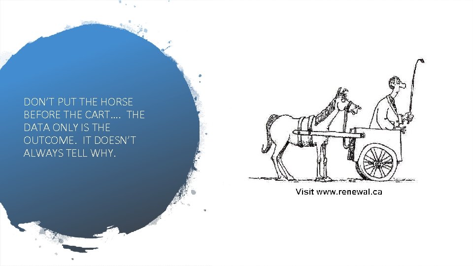 DON’T PUT THE HORSE BEFORE THE CART…. THE DATA ONLY IS THE OUTCOME. IT