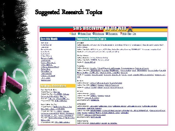 Suggested Research Topics 