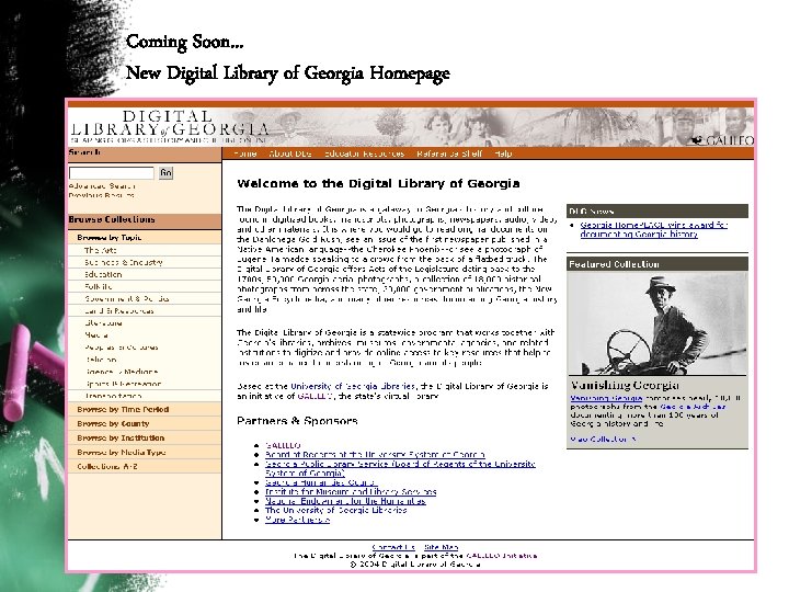 Coming Soon. . . New Digital Library of Georgia Homepage 