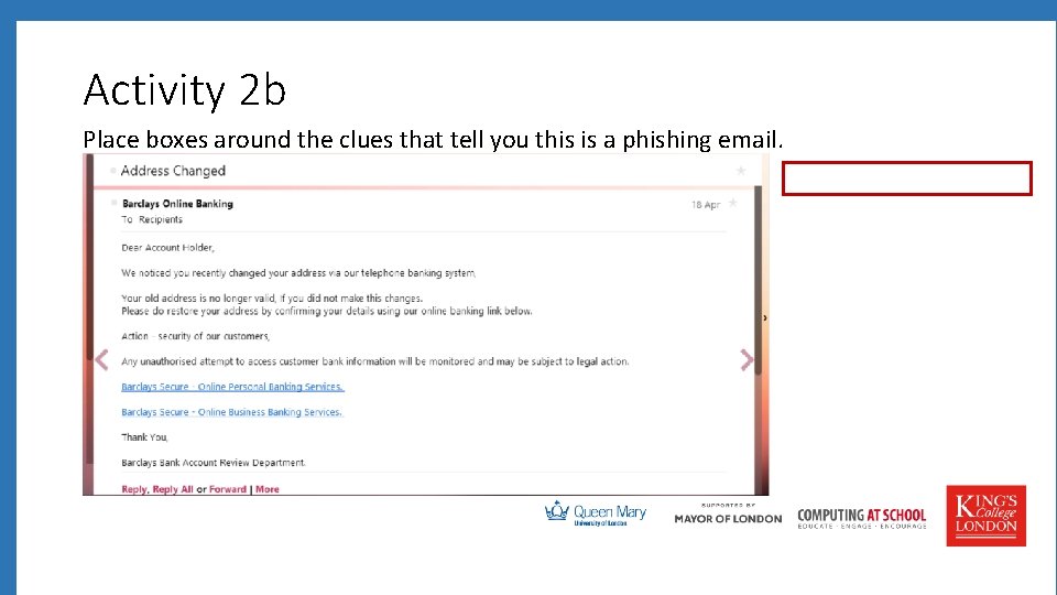 Activity 2 b Place boxes around the clues that tell you this is a Activity 2 b Place boxes around the clues that tell you this is a