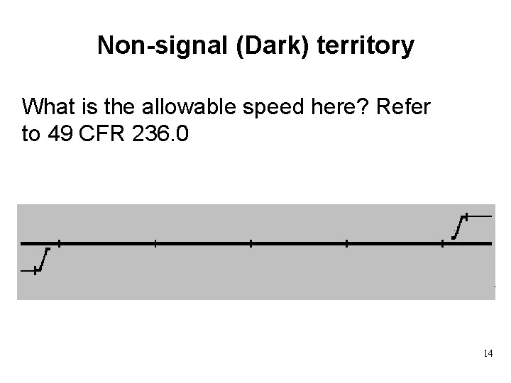 Non-signal (Dark) territory What is the allowable speed here? Refer to 49 CFR 236.