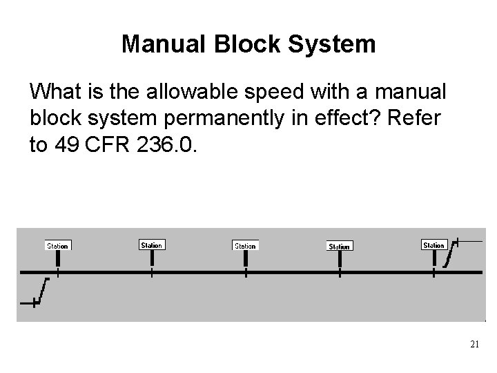 Manual Block System What is the allowable speed with a manual block system permanently