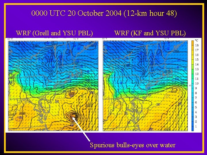 0000 UTC 20 October 2004 (12 -km hour 48) WRF (Grell and YSU PBL)
