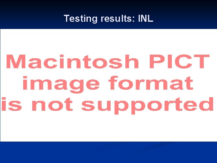 Testing results: INL 