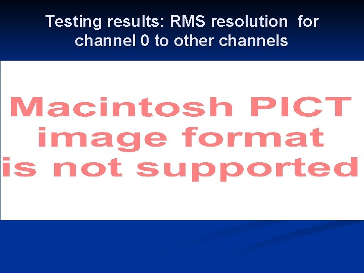 Testing results: RMS resolution for channel 0 to other channels 