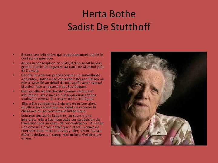 Herta Bothe Sadist De Stutthoff • • • Encore une infirmière qui a apparemment
