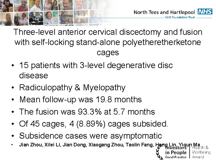 Three-level anterior cervical discectomy and fusion with self-locking stand-alone polyetherketone cages • 15 patients