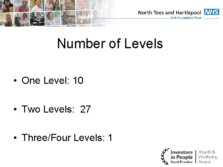 Number of Levels • One Level: 10 • Two Levels: 27 • Three/Four Levels: