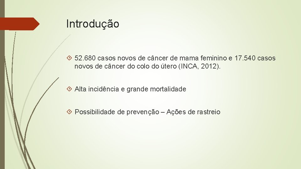 Introdução 52. 680 casos novos de câncer de mama feminino e 17. 540 casos