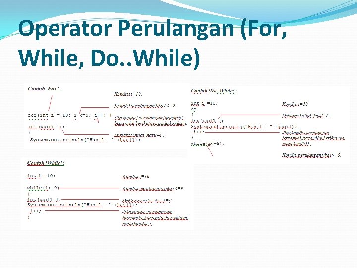 Operator Perulangan (For, While, Do. . While) 